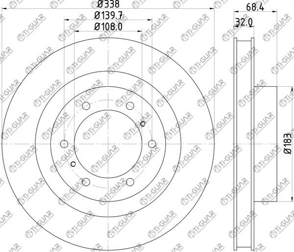 Диск тормозной левый TG-BDP0016/43512-60190 *Ti•GUAR (перфорированный) Диск тормозной левый TG-BDP0016/43512-60190 *Ti•GUAR (перфорированный)