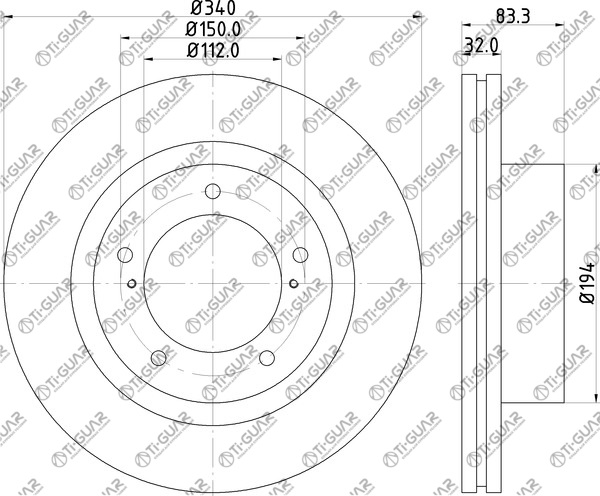 Диск тормозной правый TG-BDP0003/43512-60180 *Ti•GUAR (перфорированный) Диск тормозной правый TG-BDP0003/43512-60180 *Ti•GUAR (перфорированный)