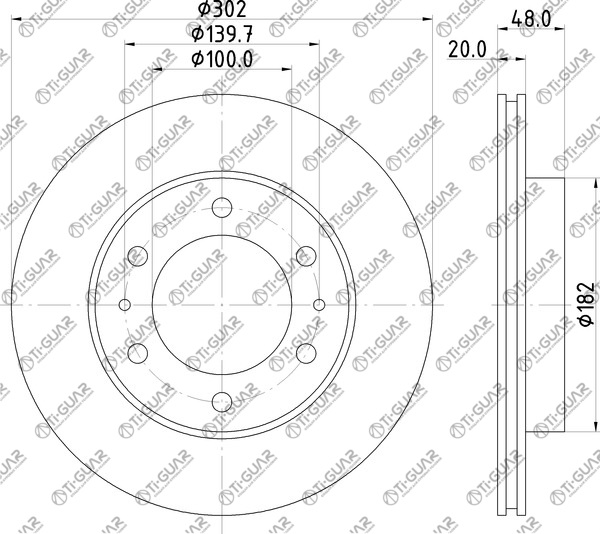 Диск тормозной левый TG-BDP0006/43512-60100 *Ti•GUAR (перфорированный) Диск тормозной левый TG-BDP0006/43512-60100 *Ti•GUAR (перфорированный)