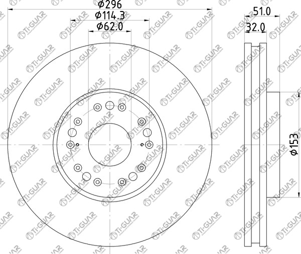 Диск тормозной левый TG-BDP0018/43512-53010 *Ti•GUAR (перфорированный) Диск тормозной левый TG-BDP0018/43512-53010 *Ti•GUAR (перфорированный)