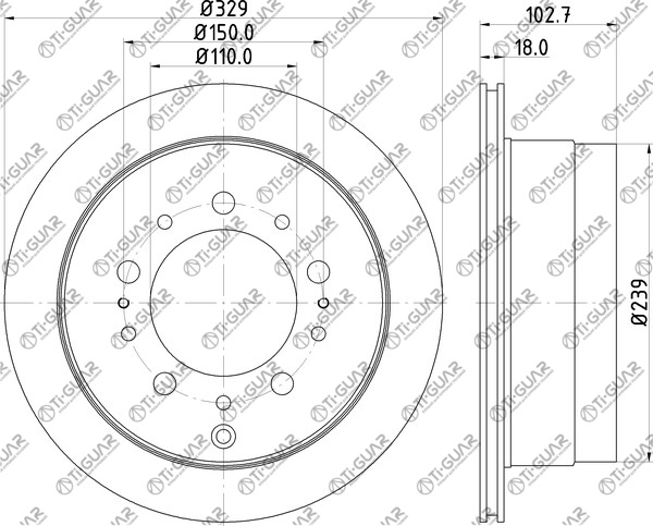Диск тормозной правый TG-BDP0013/42431-60280 *Ti•GUAR (перфорированный) Диск тормозной правый TG-BDP0013/42431-60280 *Ti•GUAR (перфорированный)
