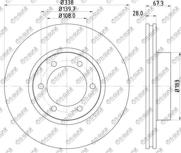 Диск тормозной левый TG-BDP0012/43512-60150 *Ti•GUAR (перфорированный)