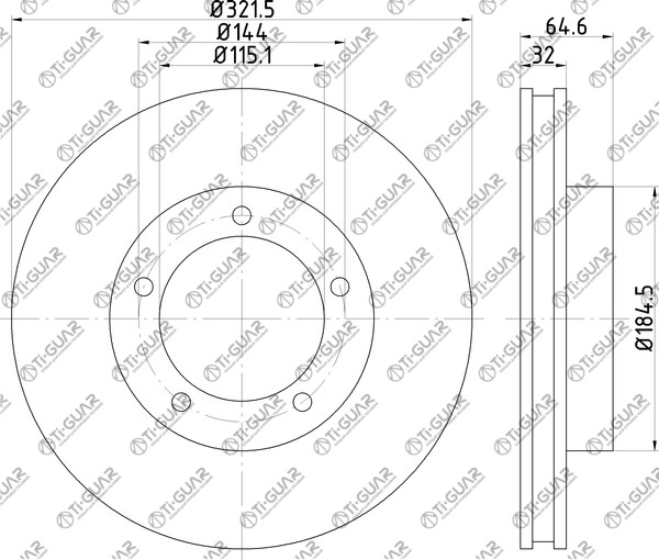Диск тормозной левый TG-BDP0008/43512-60140 *Ti•GUAR (перфорированный) Диск тормозной левый TG-BDP0008/43512-60140 *Ti•GUAR (перфорированный)