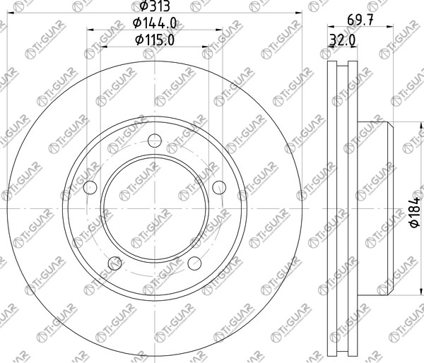 Диск тормозной левый TG-BDP0010/43512-60171 *Ti•GUAR (перфорированный) Диск тормозной левый TG-BDP0010/43512-60171 *Ti•GUAR (перфорированный)